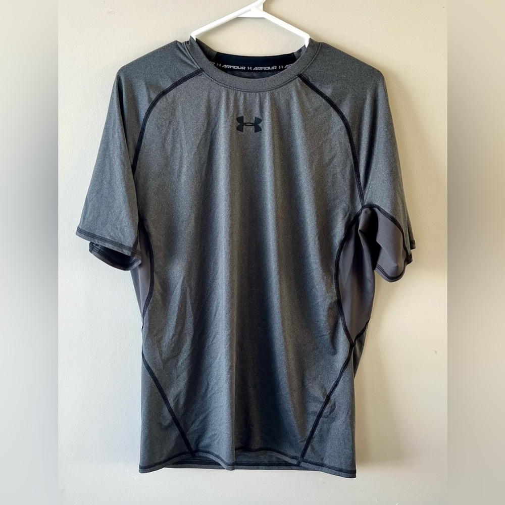 Under Armour 2XL HeatGear Compression Men's Shirt Short sleeve Grey Activewear